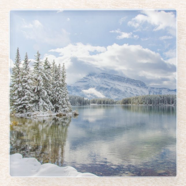 Banff National Park in winter Glass Coaster (Front)