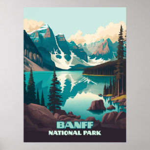 Banff National Park Moraine Lake Retro Poster