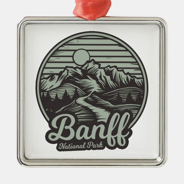 Banff National Park Mountain Trail Metal Ornament (Front)