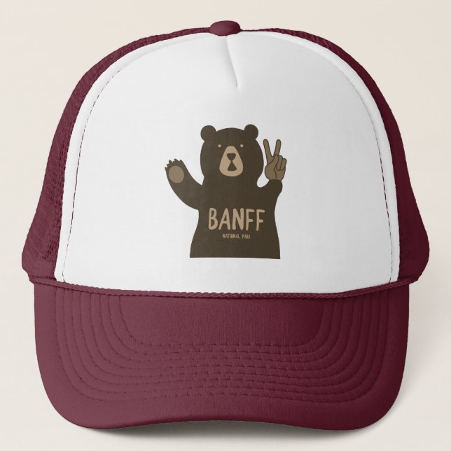 Banff National Park Peace Bear Trucker Hat (Front)