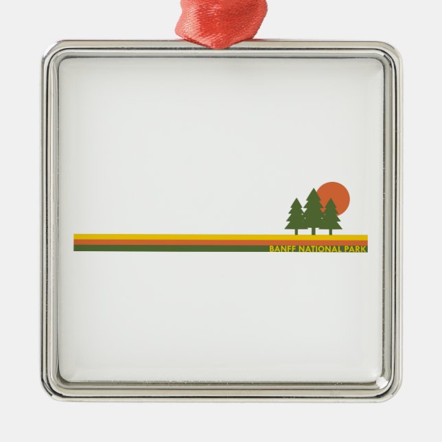 Banff National Park Pine Trees Sun Metal Ornament (Front)