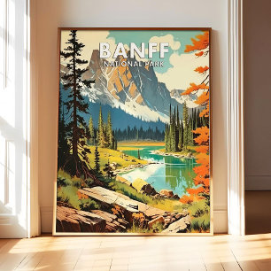 Banff National Park Poster Art Print, Retro Nation