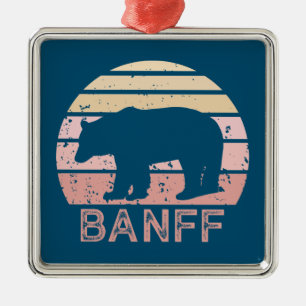 Banff National Park Retro Bear Metal Ornament