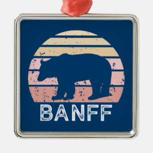 Banff National Park Retro Bear Metal Ornament