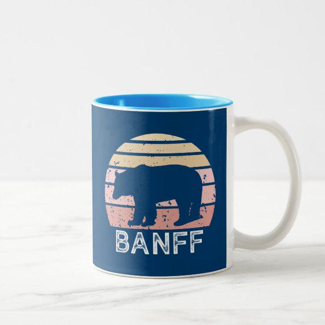Banff National Park Retro Bear Two-Tone Coffee Mug (Right)