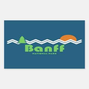 Banff National Park Retro Rectangular Sticker