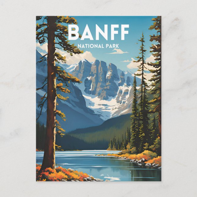 Banff National Park Traditional Travel Poster Postcard (Front)