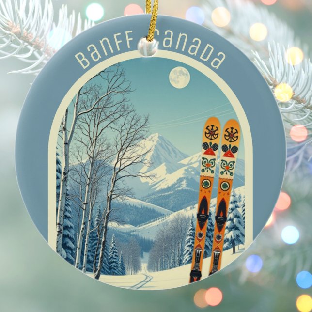 Banff Sunshine Village Canada ski souvenir  Ceramic Ornament (Creator Uploaded)