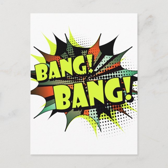 Bang bang comic book effect sound postcard (Front)