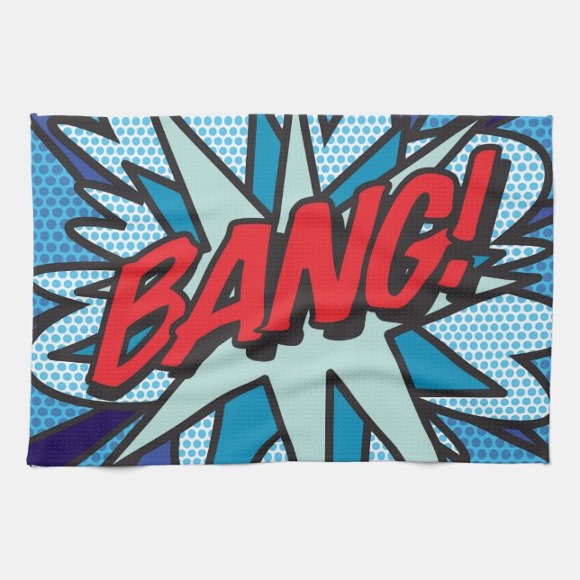BANG Fun Retro Comic Book Pop Art Tea Towel (Horizontal)