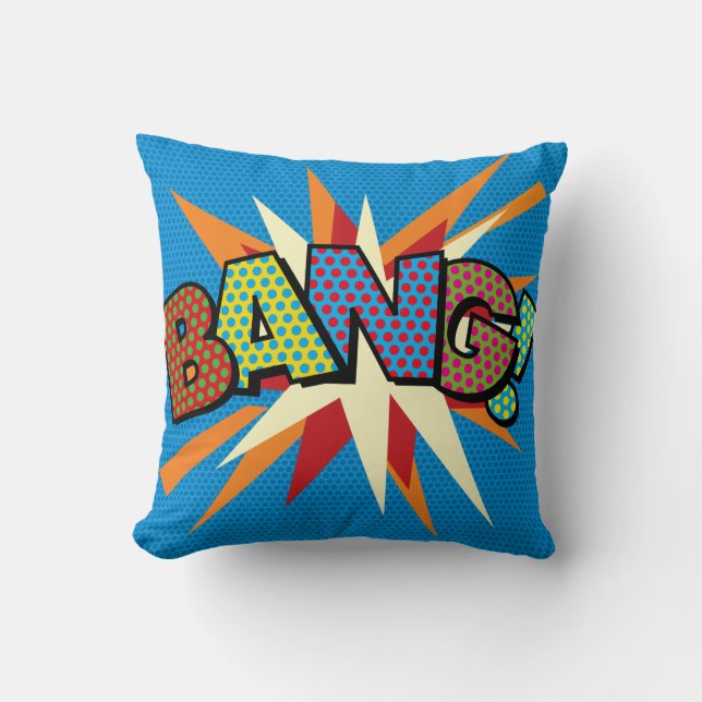 BANG KA-POW Funny Cool Modern Comic Book Pop Art Cushion (Front)