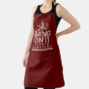 Bang On It Repair Services White Gfx Dark Red Apron