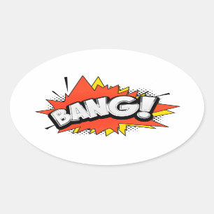 Bang Retro Action Comic Book Bubble Oval Sticker