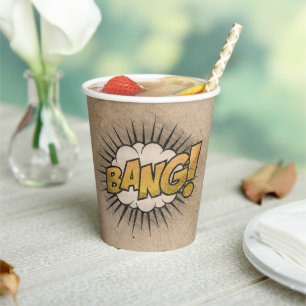 BANG! Vintage Comic Book Steampunk Pop Art Paper Cups