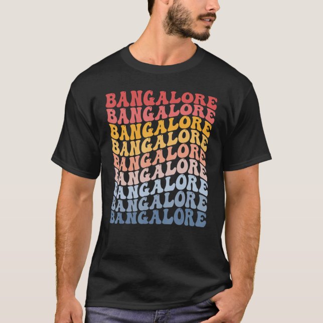 Bangalore City Groovy Retro T-Shirt (Front)