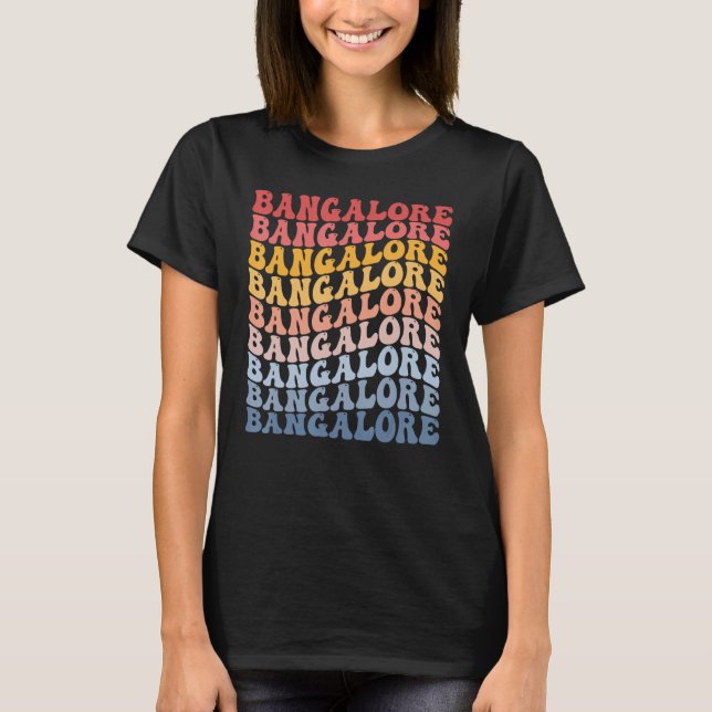 Bangalore City Groovy Retro T-Shirt (Front)