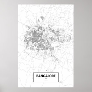 Bangalore, India (black on white) Poster