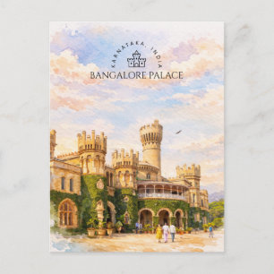 Bangalore Palace India Watercolor Travel Memory Holiday Postcard