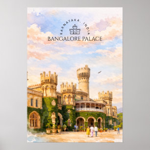 Bangalore Palace India Watercolor Travel Memory Poster