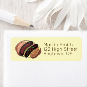 Bangers and Mash Sausage Potatoes British UK Food Return Address Label