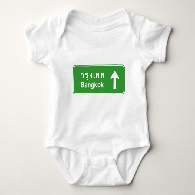 Bangkok Ahead ⚠ Thai Highway Traffic Sign ⚠ Baby Bodysuit (Front)