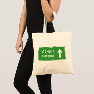 Bangkok Ahead ⚠ Thai Highway Traffic Sign ⚠ Tote Bag