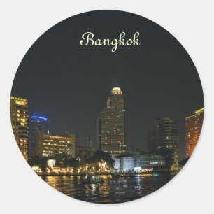 Bangkok at night classic round sticker