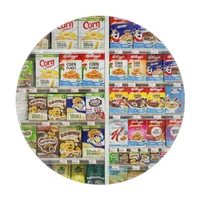Bangkok Cereal Shelves: Foodland Editorial Cutting Board (Front)