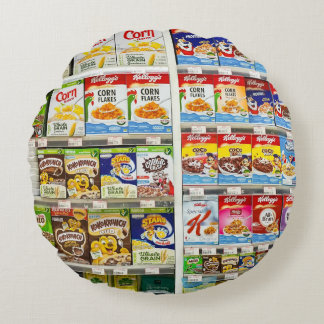 Bangkok Cereal Shelves: Foodland Editorial Round Cushion