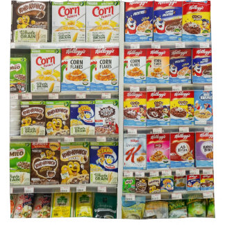 Bangkok Cereal Shelves: Foodland Editorial Shower Curtain