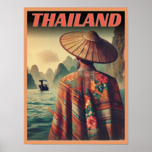 Bangkok city Thailand old Thai man travel gifts Poster