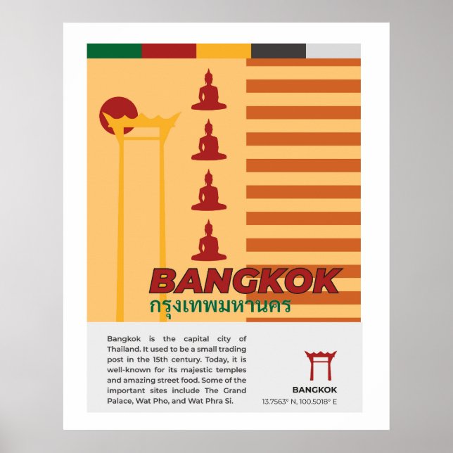Bangkok Retro Style Thailand Wall Art (Front)
