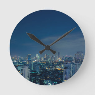 Bangkok skyline at night panorama round clock