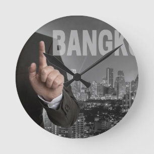 Bangkok skyline at night panorama round clock