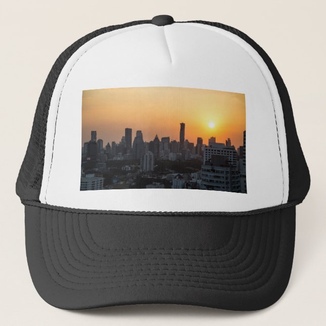 Bangkok skyline sunset panorama background trucker hat (Front)
