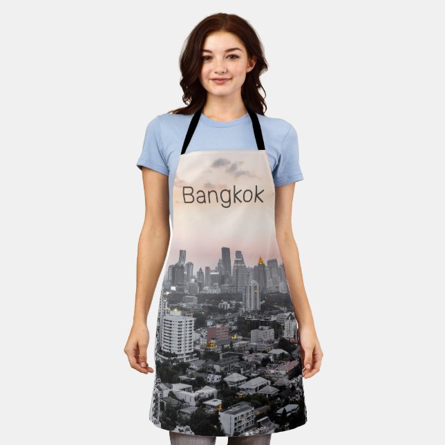 Bangkok Skyline Sunset Panorama BKK Thailand Apron (Worn)