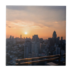 Bangkok skyline sunset panorama ceramic tile