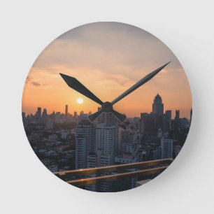 Bangkok skyline sunset panorama round clock