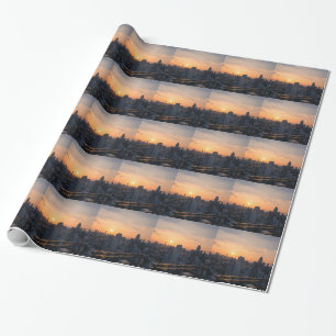 Bangkok skyline sunset panorama wrapping paper
