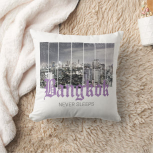 Bangkok Skyline Vintage BKK Retro Thailand Design Cushion