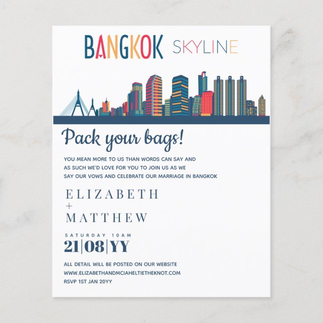 BANGKOK Skyline Wedding Invitation Budget (Front)