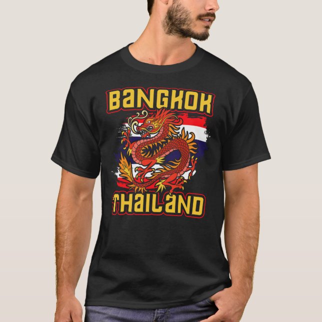 Bangkok Thai Flag Asia Dragon Thailand T-Shirt (Front)
