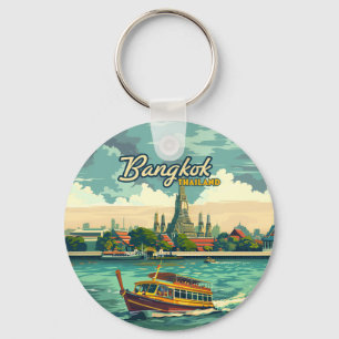 Bangkok Thailand Asia Vintage Travel Temple Key Ring