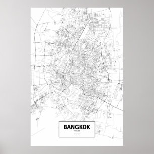 Bangkok, Thailand (black on white) Poster