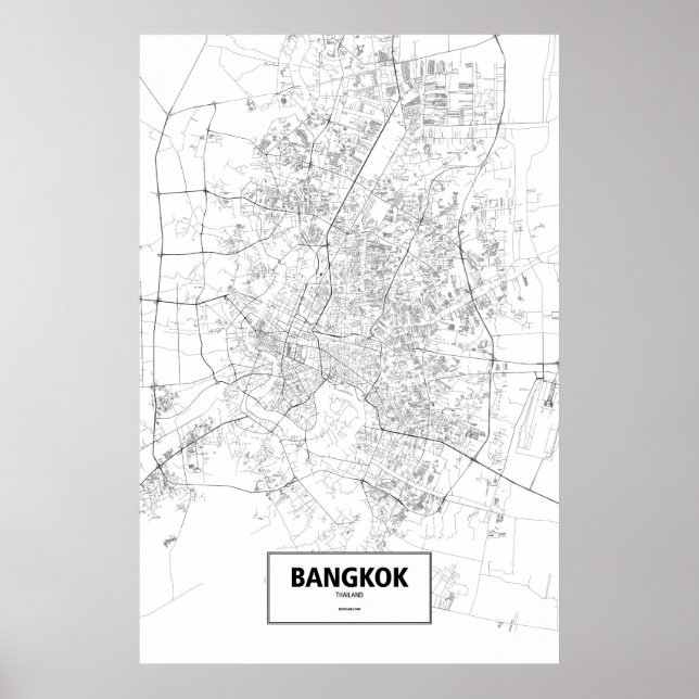 Bangkok, Thailand (black on white) Poster (Front)