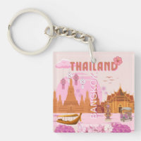 Bangkok Thailand Boho Retro Travel Poster