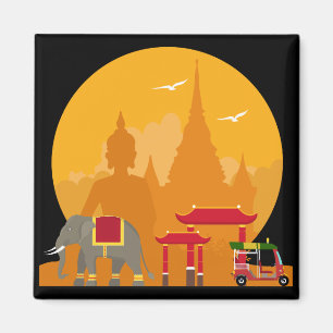 Bangkok Thailand Budda Elefant Tuk Tuk - Gift Idea Magnet