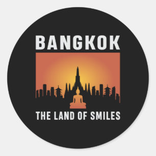 Bangkok Thailand City Cityscape Skyline Funny Gift Classic Round Sticker