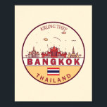 Bangkok Thailand City Skyline Emblem Poster<br><div class="desc">Bangkok minimalist,  colourful art design featuring monuments and landmarks of the city in Thailand.</div>