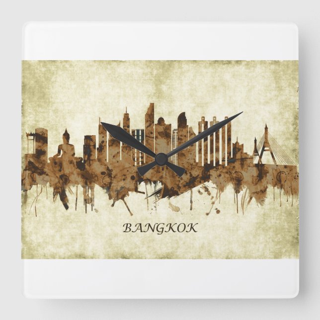 Bangkok Thailand Cityscape Square Wall Clock (Front)
